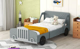 Twin Size Car-Shaped Platform Bed with Wheels,Gray WF311752AAE