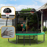 ZNTS 10FT Pumpkin Trampoline, Outdoor Trampoline with Basketball Hoop, Enclosure Net and Ladder W1163P148156