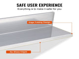 8.6" x 24" Stainless Steel Wall Shelf 2 Pcs, Floating Shelf with Backsplash, 44 lbs Load Capacity, 73819157