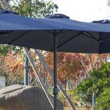 14.8 Ft Double Sided Outdoor Umbrella Rectangular Large with Crank W640140332