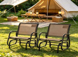 2-Piece Metal Glider Chair Set, Breathable Mesh Swing Chair with Curved Armrests, for Garden, 46650993
