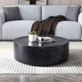 ZNTS 35.43'' Black Marble Round Coffee Table,Simple Modern Center Cocktail Table for Living Room W876P154757