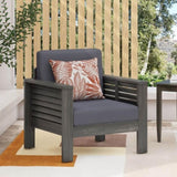 Outdoor Acacia Wood Club Chairs with Cushions, Dark Gray, 27.75"D x 32"W x 27.75"H 70692.00DGRY