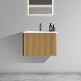 U055-Etna24W-306 Etna 24" Striped Natural Oak Bathroom Vanity with White Ceramic Sink, Wall Mounted W1865P164724