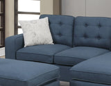 ZNTS Reversible 3pc Sectional Sofa Set Navy Tufted Polyfiber Wood Legs Chaise Sofa Ottoman Pillows B01149073