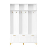 ON-TREND Modern Large Storage Hall Tree with Bench, Multi-functional Storage Bench with High Gloss N721P180460K