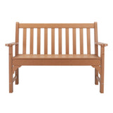 49in Vertical Backrest Teak Color HDPE Bench 56728345