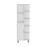 Crovie Linen 63-inch High Bathroom Cabinet Linen Storage Cabinet with Seven Open Shelves B200P173184