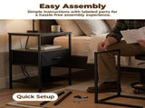 Bedside Table Charging Station Nightstand with USB/C Ports, Adjustable Drawers, 3-Tier Storage Shelf 50066744