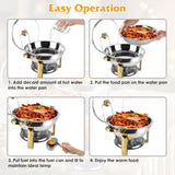 4 Pack Round Chafing Dish Buffet Set,Stainless Steel 4.76QT Round Buffet Servers and Warmers, Thick 57843550