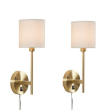 Metal Wall Sconce with Cylinder Shade, Set of 2 B03595712