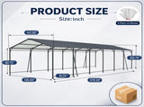 12*32 FT Carport, Heavy Duty Carport with Galvanized Steel Roof and Frame, Metal Carport Large W540P478292