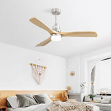 52 Inch Ceiling Fan With Dimmable Led Light 6 Speed Remote 3 Wood Blade Reversible DC Motor For W882P212627