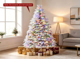 6FT Pre-Lit Snow Flocked Cypress Artificial Christmas Tree, Color Changing LED Lights 9 Modes, 41159329