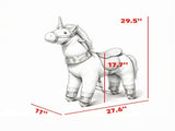 White 29.5" Plush Unicorn Ride-On Toy Kids Rocking Horse with Wheels, No Battery 3-5 Years 67371050