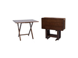 5-Piece Farmhouse XL Oversized Rubberwood Folding TV Tray Set of 4 with Storage Rack, Walnut 91541281