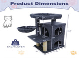 Dark Gray 33.5" Multi-Level Cat Tree with 2-Tier Condo, Sisal Scratching Posts & Anti-Toppling 77833492