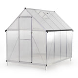 6x8 FT Polycarbonate Greenhouse, Outdoor Walk-in Green House with Vent Window, Hinged Door, Rain W2181P156139