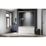 Glass Bathtub Shower Door 56-60 in. W x 62 in. H, Brushed Gold Semi Frameless Double Bathtub W2269P289183