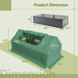 ZNTS 8x4x2ft Galvanized Raised Garden Bed with Cover Metal Planter Box Kit, w/ 2 Large Screen Windows W1212P145266