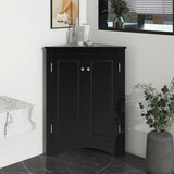 ZNTS Black Triangle Bathroom Storage Cabinet with Adjustable Shelves, Freestanding Floor Cabinet for Home 62126568