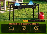 2 Burner Propane Stove 160000 BTU Black Metal Outdoor Propane Burner Stove Adjustable Heat 50414687