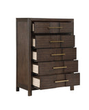 Modern Style 5-Drawer Chest Made with Wood in Walnut B009139181
