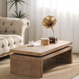Modern Rustic Wood Coffee Table Rectangular Living Room Center Table with Floating Top Design 02669930