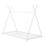 Metal Twin Size House Platform Bed with Triangle Structure, White WF307193AAK