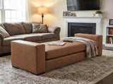 Stylish and Durable Brown Faux Leather Ottoman N769P426918D