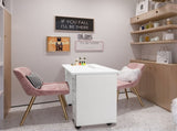 Double Edged Manicure Nail Table with Drawer White 93233881