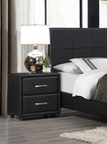 ZNTS Contemporary Durable Black Faux Leather Covering 1pc Nightstand of Drawers Silver Tone Bar Pulls B01153387