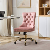 A&A Furniture Office Chair,Modern Velvet Upholstered Tufted Button Home Office Chair with Golden W1143P292467