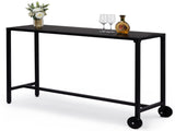 55" Outdoor Bar Table with Wheels, Rectangle Narrow Counter Height Table, Ideal Bar Height Table for 08317039