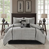 7 Piece Faux Suede Comforter Set Grey King B03596798