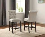 Leviton Solid Wood Tufted Asons Counter Height Stool, Set of 2, Tan T2574P165116