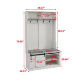 White, Column Coat Rack with Storage Shoe Cabinet 83801402