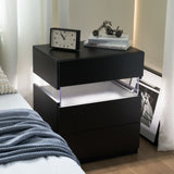 LED Nightstands 3 Drawer Dresser for End Table with Acrylic Board LED Bedside Tables for 00962612