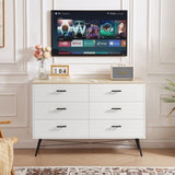 ZNTS 6 Drawer Dresser for Bedroom with Deep Drawers, Wood & Chest of Drawers, Modern White Long W1820P152744