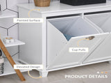 Tilt-Out Laundry Sorter Cabinet, Bathroom Storage Organizer white-AS Prohibited 20011717