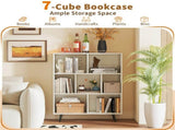 7 Cube Bookcase 3-Tier Modern Storage Organizer with 4 Metal Legs Bookshelves 68770112