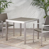 Outdoor Dining Table - Anodized Aluminum - Wicker Table Top - Square - Silver and Gray - 35" 64420.00