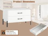 White 2-Drawer Nightstand with Anti-Tipping Kit & Metal Legs, Modern Minimalist Storage Nightstand 83414498