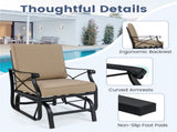 Black Metal Patio Glider Chair with Brown Washable Cushion, 330 lbs Capacity Ergonomic Outdoor 98202596