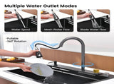 Waterfall Kitchen Sink, Stainless Steel Single Bowl in Black, Multifunctional Workstation with 22674841