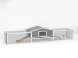 2-Story Large Wooden Rabbit Hutch Pet House with Ramps, Lockable Doors, Run Area and Asphalt Roof 67210281
