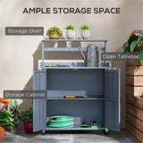 Potting Bench with Storage Cabinet-Gray 62222509