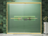 56"-60" W x 72" H Brushed Gold Aluminum Frame Double Sliding Shower Door, 1/4" Clear Tempered T5595P495095