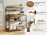Bakers Rack with Power Outlet, 4-Tier Kitchen Coffee Bar and Microwave Stand, Storage Organizer, 93100756