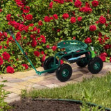 Rolling Garden Work Seat with Wheels, Garden Scooter with 360 Degree Swivel Seat Extendable Handle 82937416